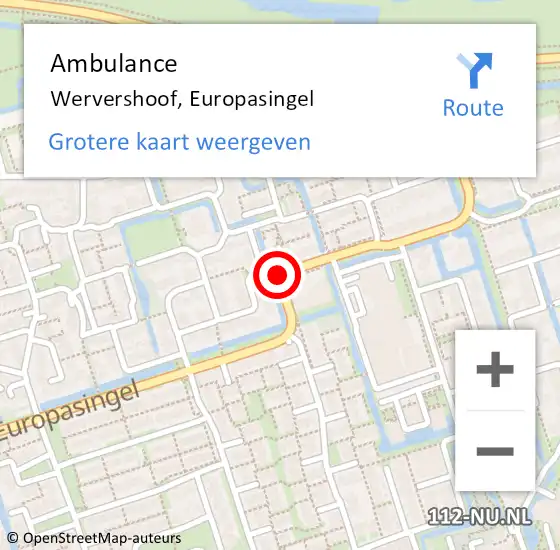 Locatie op kaart van de 112 melding: Ambulance Wervershoof, Europasingel op 9 juli 2019 13:25