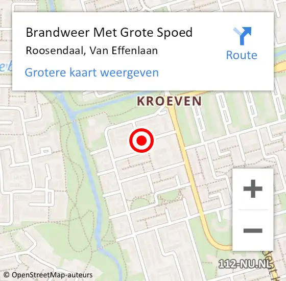 Locatie op kaart van de 112 melding: Brandweer Met Grote Spoed Naar Roosendaal, Van Effenlaan op 9 juli 2019 13:52