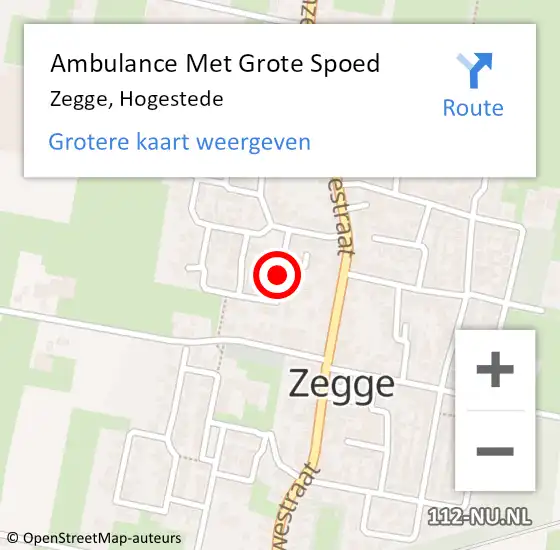 Locatie op kaart van de 112 melding: Ambulance Met Grote Spoed Naar Zegge, Hogestede op 9 juli 2019 13:57