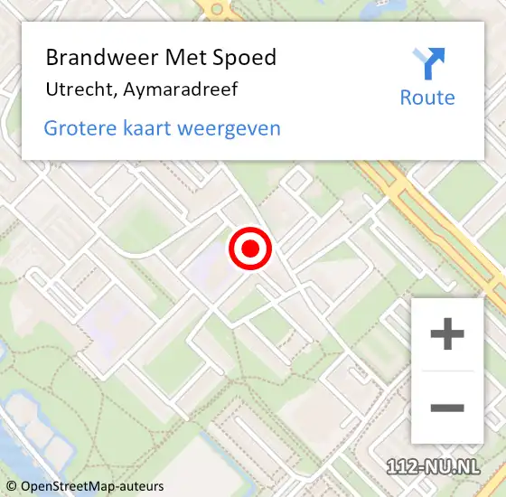 Locatie op kaart van de 112 melding: Brandweer Met Spoed Naar Utrecht, Aymaradreef op 9 juli 2019 14:49
