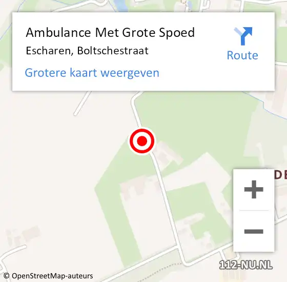 Locatie op kaart van de 112 melding: Ambulance Met Grote Spoed Naar Escharen, Boltschestraat op 9 juli 2019 15:03