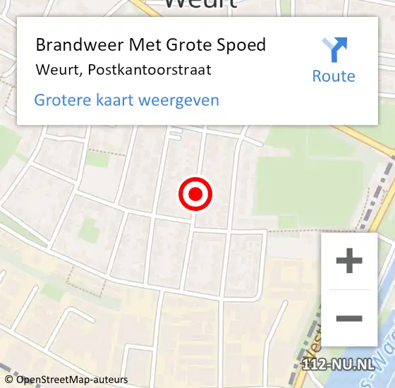 Locatie op kaart van de 112 melding: Brandweer Met Grote Spoed Naar Weurt, Postkantoorstraat op 9 juli 2019 15:10