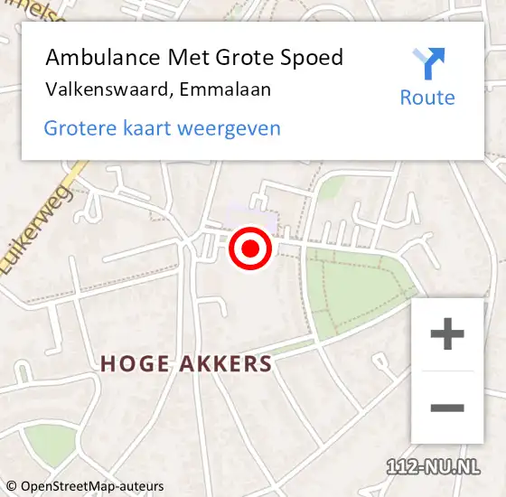 Locatie op kaart van de 112 melding: Ambulance Met Grote Spoed Naar Valkenswaard, Emmalaan op 9 juli 2019 15:31