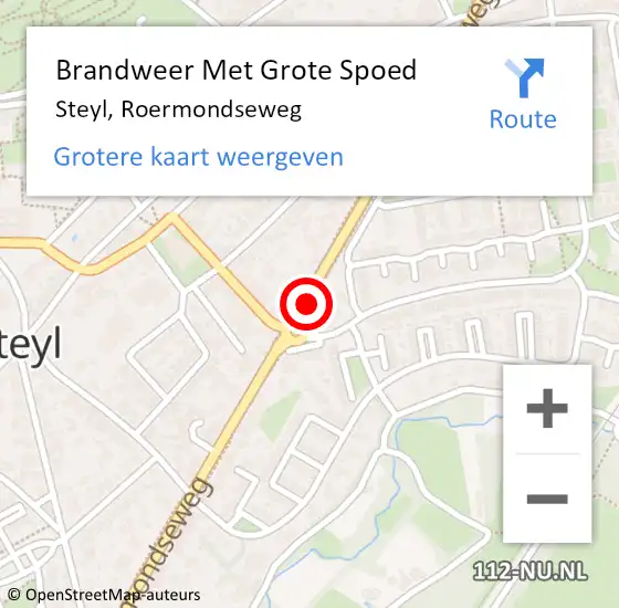 Locatie op kaart van de 112 melding: Brandweer Met Grote Spoed Naar Steyl, Roermondseweg op 9 juli 2019 15:57