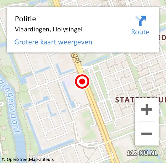 Locatie op kaart van de 112 melding: Politie Vlaardingen, Holysingel op 9 juli 2019 15:57
