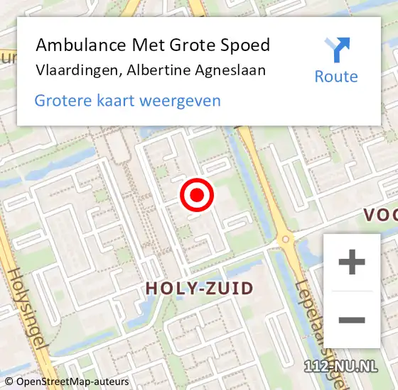 Locatie op kaart van de 112 melding: Ambulance Met Grote Spoed Naar Vlaardingen, Albertine Agneslaan op 9 juli 2019 17:03
