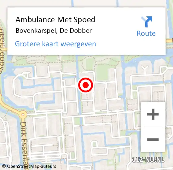 Locatie op kaart van de 112 melding: Ambulance Met Spoed Naar Bovenkarspel, De Dobber op 9 juli 2019 17:11