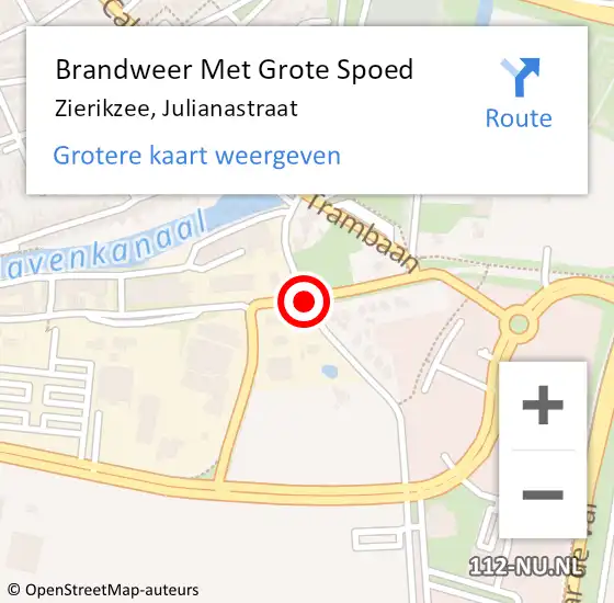 Locatie op kaart van de 112 melding: Brandweer Met Grote Spoed Naar Zierikzee, Julianastraat op 9 juli 2019 17:30