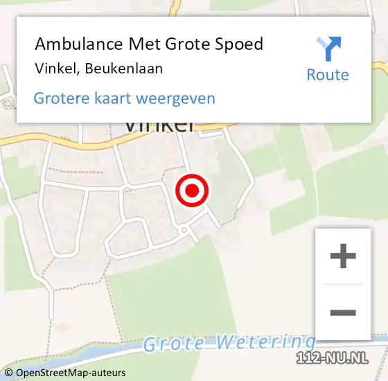 Locatie op kaart van de 112 melding: Ambulance Met Grote Spoed Naar Vinkel, Beukenlaan op 9 juli 2019 17:51