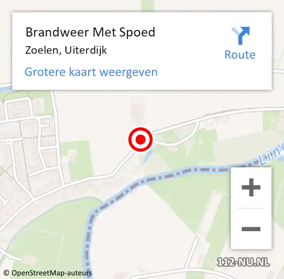 Locatie op kaart van de 112 melding: Brandweer Met Spoed Naar Zoelen, Uiterdijk op 9 juli 2019 18:16