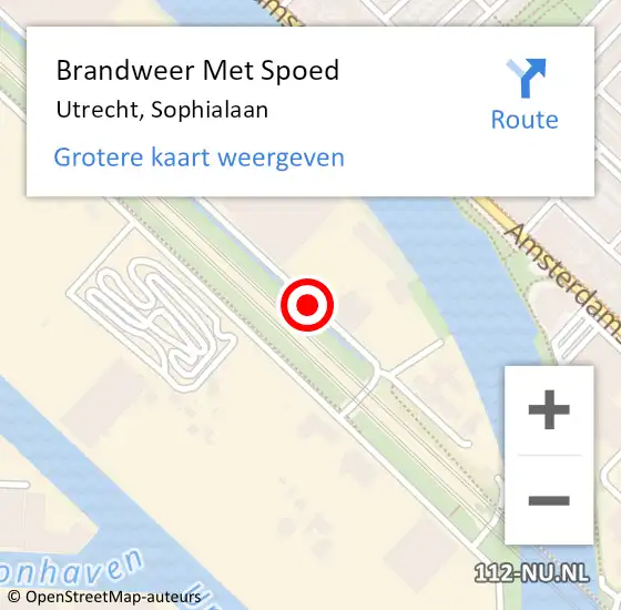 Locatie op kaart van de 112 melding: Brandweer Met Spoed Naar Utrecht, Sophialaan op 9 juli 2019 19:02