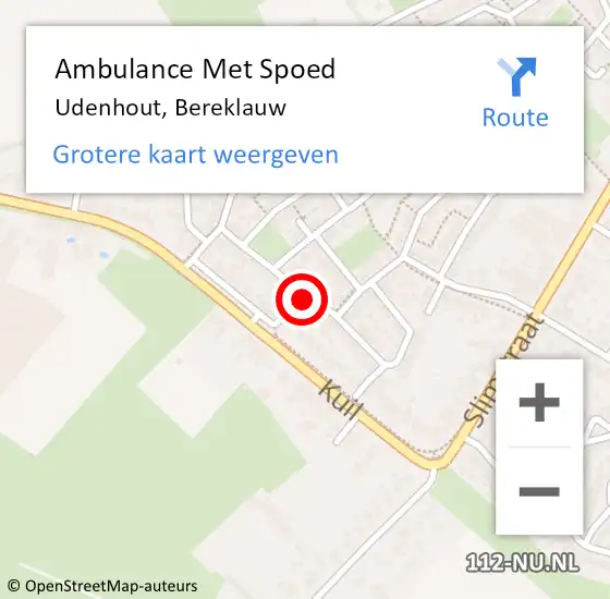 Locatie op kaart van de 112 melding: Ambulance Met Spoed Naar Udenhout, Bereklauw op 9 juli 2019 19:03