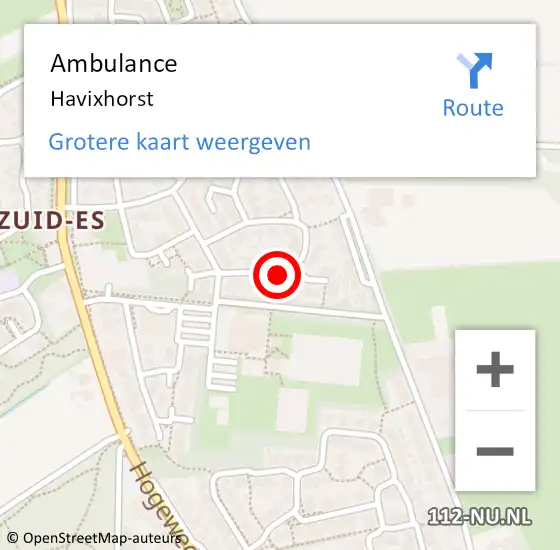 Locatie op kaart van de 112 melding: Ambulance Havixhorst op 9 juli 2019 19:27
