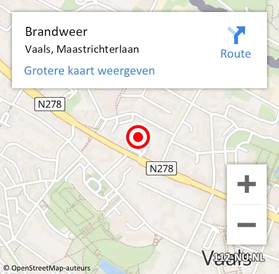 Locatie op kaart van de 112 melding: Brandweer Vaals, Maastrichterlaan op 9 juli 2019 20:29