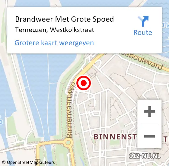 Locatie op kaart van de 112 melding: Brandweer Met Grote Spoed Naar Terneuzen, Westkolkstraat op 9 juli 2019 21:22