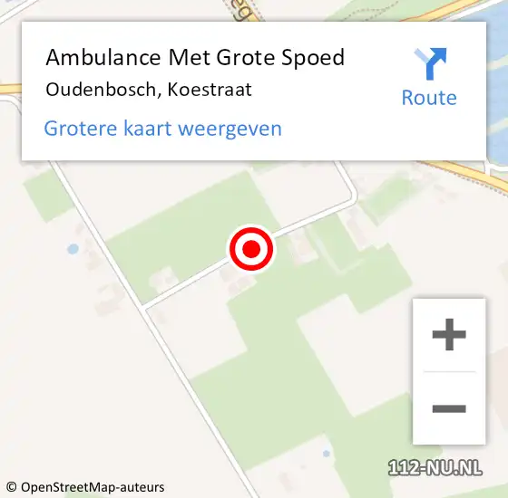 Locatie op kaart van de 112 melding: Ambulance Met Grote Spoed Naar Oudenbosch, Koestraat op 9 juli 2019 21:57