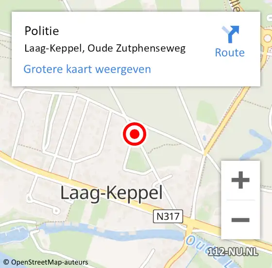 Locatie op kaart van de 112 melding: Politie Laag-Keppel, Oude Zutphenseweg op 9 juli 2019 22:16