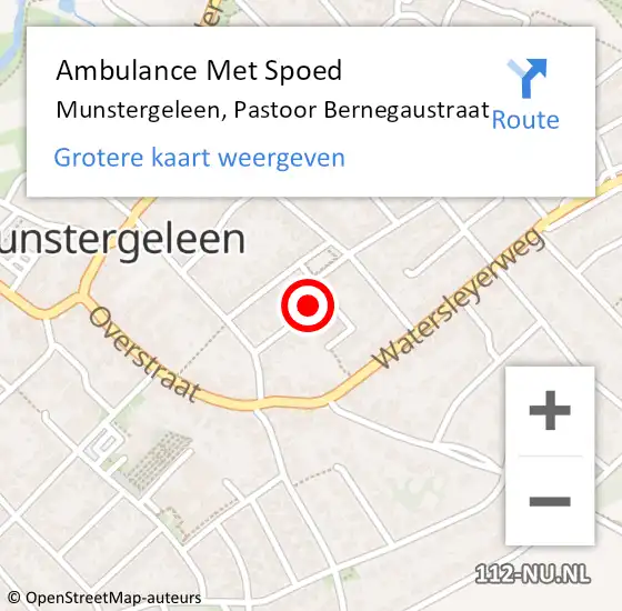 Locatie op kaart van de 112 melding: Ambulance Met Spoed Naar Munstergeleen, Pastoor Bernegaustraat op 7 april 2014 08:31