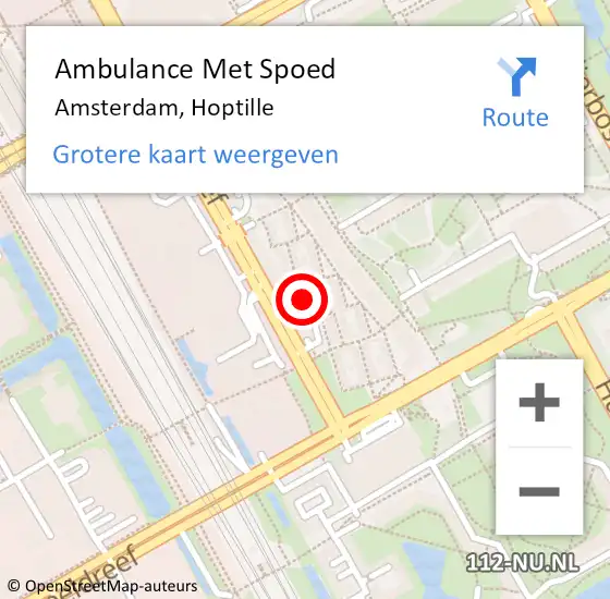 Locatie op kaart van de 112 melding: Ambulance Met Spoed Naar Amsterdam, Hoptille op 10 juli 2019 01:09