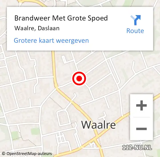Locatie op kaart van de 112 melding: Brandweer Met Grote Spoed Naar Waalre, Daslaan op 10 juli 2019 04:23