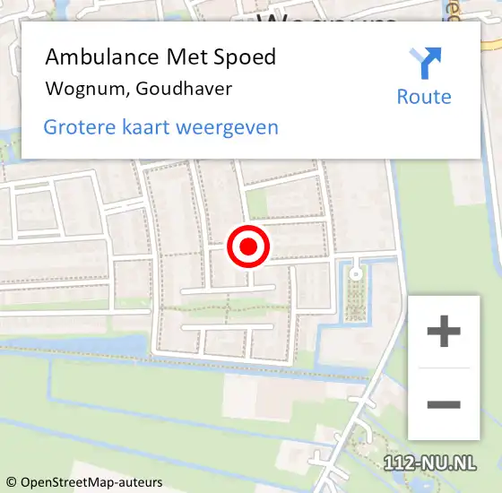 Locatie op kaart van de 112 melding: Ambulance Met Spoed Naar Wognum, Goudhaver op 10 juli 2019 04:28