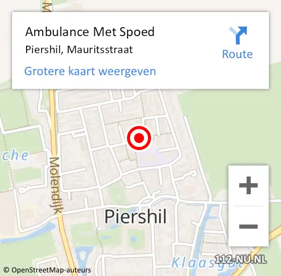 Locatie op kaart van de 112 melding: Ambulance Met Spoed Naar Piershil, Mauritsstraat op 10 juli 2019 05:19