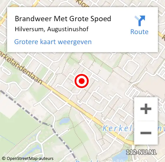 Locatie op kaart van de 112 melding: Brandweer Met Grote Spoed Naar Hilversum, Augustinushof op 10 juli 2019 05:28