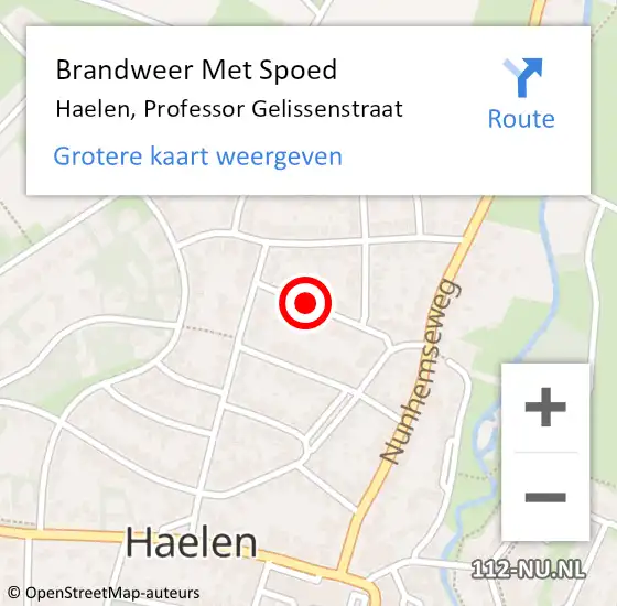 Locatie op kaart van de 112 melding: Brandweer Met Spoed Naar Haelen, Professor Gelissenstraat op 10 juli 2019 06:00