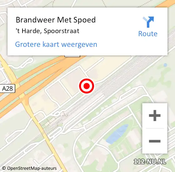 Locatie op kaart van de 112 melding: Brandweer Met Spoed Naar 't Harde, Spoorstraat op 10 juli 2019 07:14