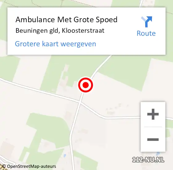 Locatie op kaart van de 112 melding: Ambulance Met Grote Spoed Naar Beuningen gld, Kloosterstraat op 10 juli 2019 07:42