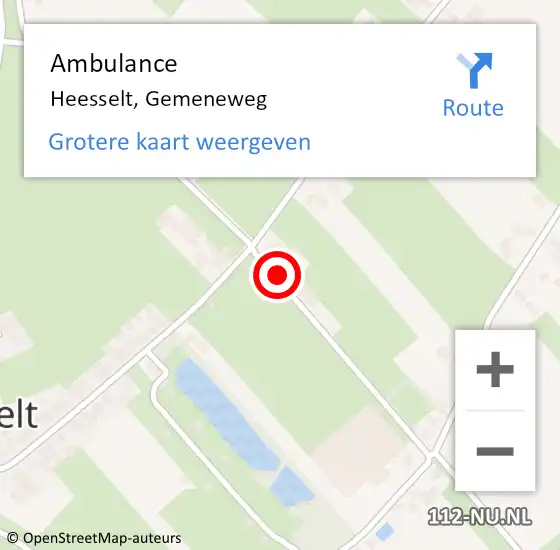 Locatie op kaart van de 112 melding: Ambulance Heesselt, Gemeneweg op 10 juli 2019 08:30