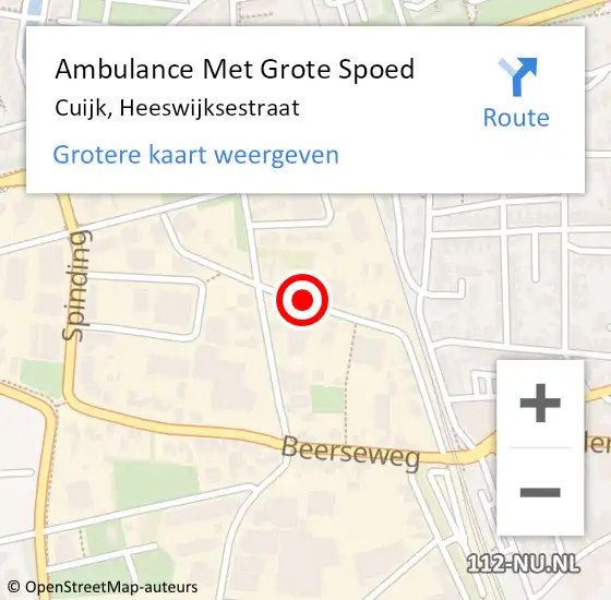 Locatie op kaart van de 112 melding: Ambulance Met Grote Spoed Naar Cuijk, Heeswijksestraat op 10 juli 2019 08:33