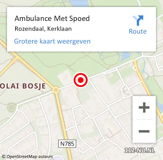 Locatie op kaart van de 112 melding: Ambulance Met Spoed Naar Rozendaal, Kerklaan op 10 juli 2019 08:35