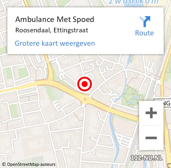 Locatie op kaart van de 112 melding: Ambulance Met Spoed Naar Roosendaal, Ettingstraat op 10 juli 2019 09:08