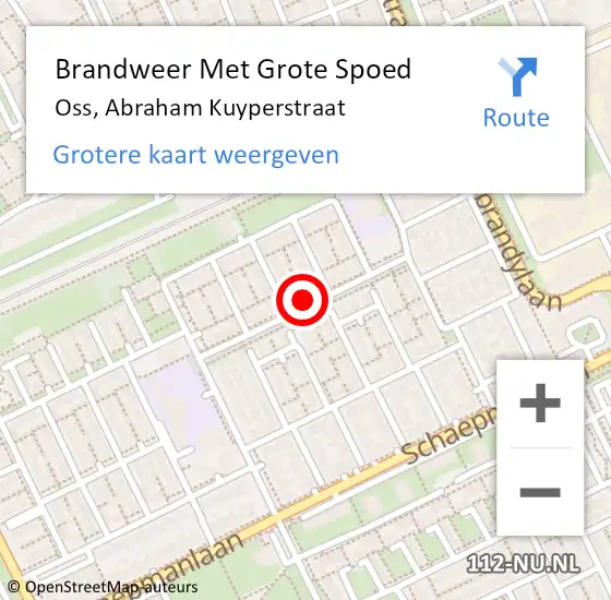 Locatie op kaart van de 112 melding: Brandweer Met Grote Spoed Naar Oss, Abraham Kuyperstraat op 10 juli 2019 09:17