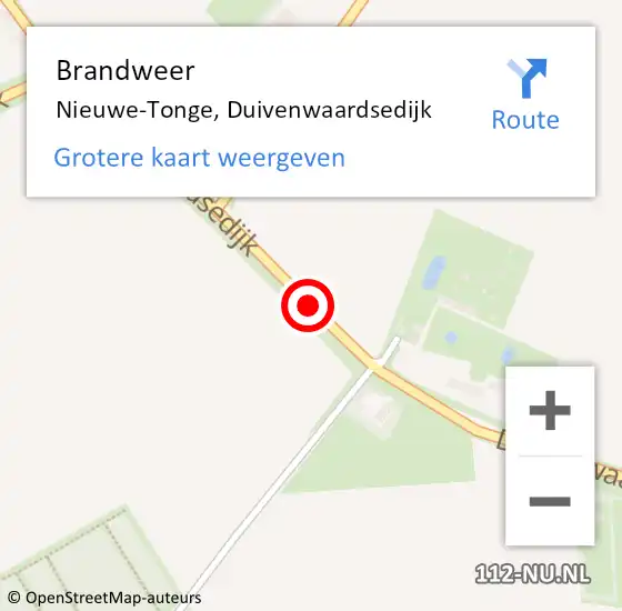 Locatie op kaart van de 112 melding: Brandweer Nieuwe-Tonge, Duivenwaardsedijk op 10 juli 2019 09:46