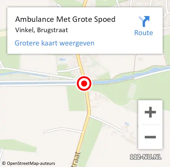 Locatie op kaart van de 112 melding: Ambulance Met Grote Spoed Naar Vinkel, Brugstraat op 10 juli 2019 10:54