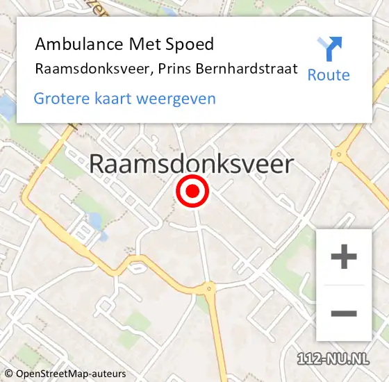 Locatie op kaart van de 112 melding: Ambulance Met Spoed Naar Raamsdonksveer, Prins Bernhardstraat op 10 juli 2019 11:01