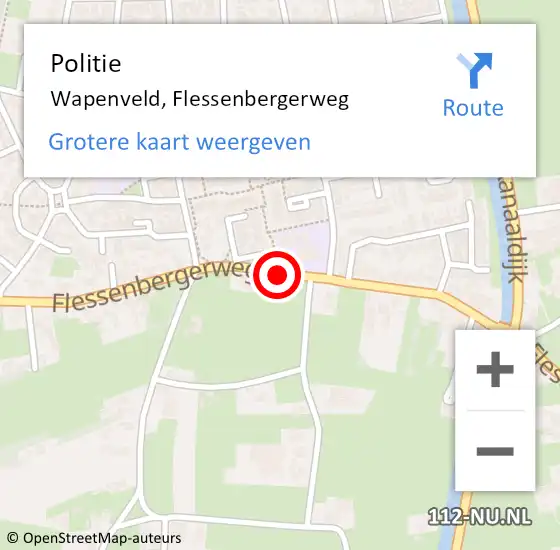 Locatie op kaart van de 112 melding: Politie Wapenveld, Flessenbergerweg op 10 juli 2019 11:13