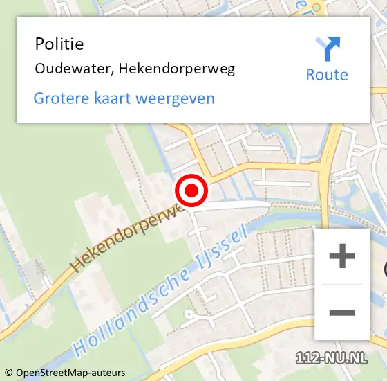 Locatie op kaart van de 112 melding: Politie Oudewater, Hekendorperweg op 10 juli 2019 11:50