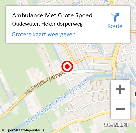 Locatie op kaart van de 112 melding: Ambulance Met Grote Spoed Naar Oudewater, Hekendorperweg op 10 juli 2019 11:51