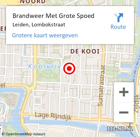 Locatie op kaart van de 112 melding: Brandweer Met Grote Spoed Naar Leiden, Lombokstraat op 10 juli 2019 11:59
