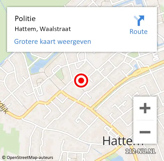 Locatie op kaart van de 112 melding: Politie Hattem, Waalstraat op 10 juli 2019 12:01