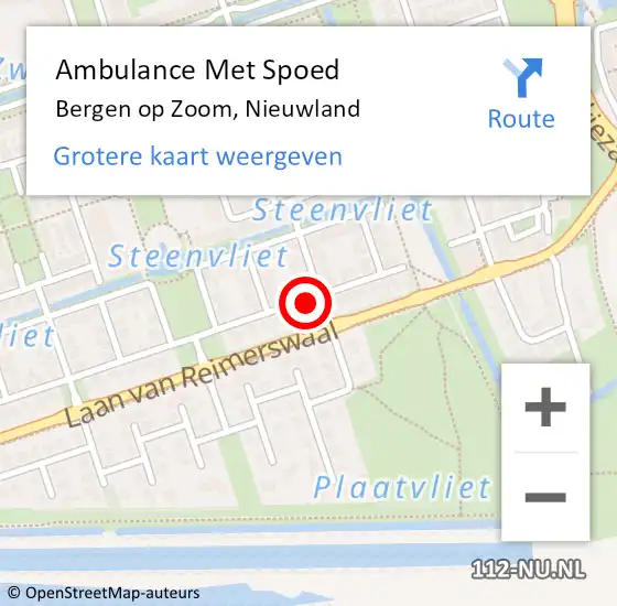 Locatie op kaart van de 112 melding: Ambulance Met Spoed Naar Bergen op Zoom, Nieuwland op 10 juli 2019 12:10