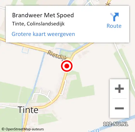 Locatie op kaart van de 112 melding: Brandweer Met Spoed Naar Tinte, Colinslandsedijk op 10 juli 2019 13:04