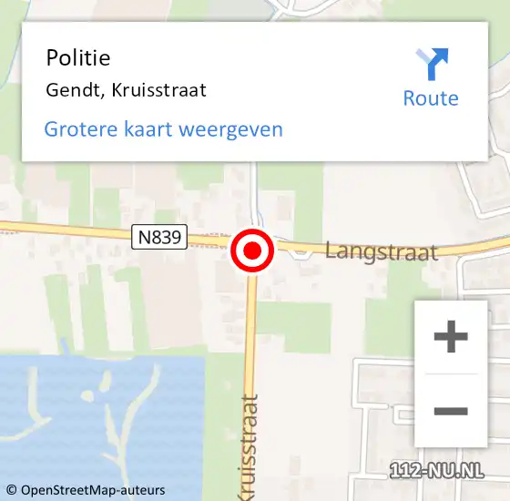 Locatie op kaart van de 112 melding: Politie Gendt, Kruisstraat op 10 juli 2019 16:11