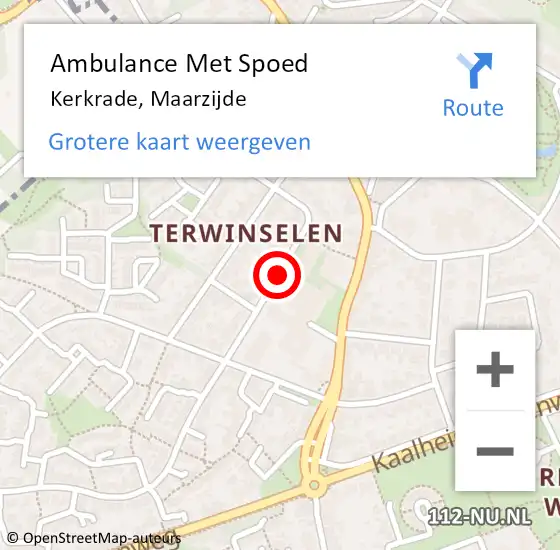 Locatie op kaart van de 112 melding: Ambulance Met Spoed Naar Kerkrade, Maarzijde op 10 juli 2019 16:26