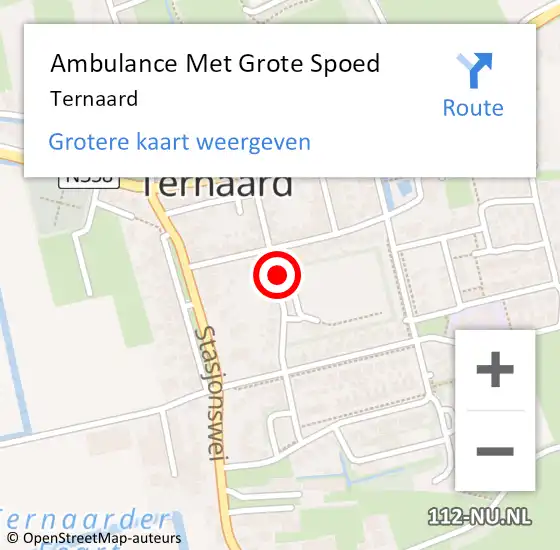 Locatie op kaart van de 112 melding: Ambulance Met Grote Spoed Naar Ternaard op 10 juli 2019 16:41