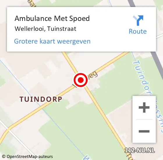 Locatie op kaart van de 112 melding: Ambulance Met Spoed Naar Wellerlooi, Tuinstraat op 10 juli 2019 17:04