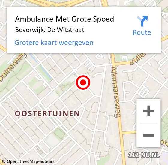 Locatie op kaart van de 112 melding: Ambulance Met Grote Spoed Naar Beverwijk, De Witstraat op 10 juli 2019 17:09